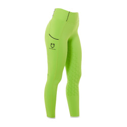 Mädchen-Leggings mit Grip und Equestro-Logo Limettengrün Gr&amp;amp;amp;amp;amp;amp;amp;amp;uuml;n