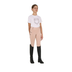 Mädchen-Leggings mit Grip und Equestro-Logo Rosen-Cameo Rosa
