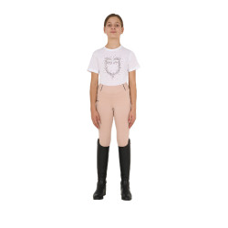 Mädchen-Leggings mit Grip und Equestro-Logo Rosen-Cameo Rosa