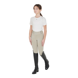 Mädchen-Leggings mit Grip und Equestro-Logo Oxford-Tan Rosa