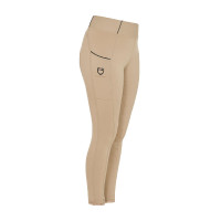 Mädchen-Leggings mit Grip und Equestro-Logo Weihrauch Beige