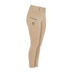 Mädchen-Leggings mit Grip und Equestro-Logo Weihrauch Beige