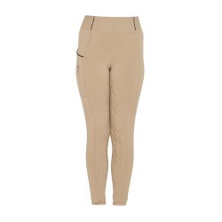 Mädchen-Leggings mit Grip und Equestro-Logo Weihrauch Beige