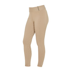 Mädchen-Leggings mit Grip und Equestro-Logo Weihrauch Beige