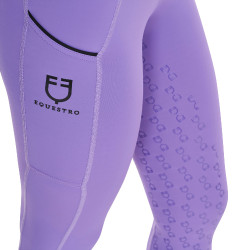 Mädchen-Leggings mit Grip und Equestro-Logo Violette Dahlie Lila