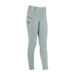 Mädchen-Leggings mit Grip und Equestro-Logo Grauer Nebel Blau
