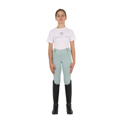 Mädchen-Leggings mit Grip und Equestro-Logo Grauer Nebel Blau