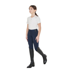 Mädchen-Leggings mit Grip und Equestro-Logo Marineblazer Marineblau