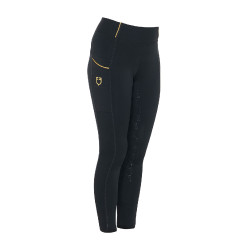 Mädchen-Leggings mit Grip und Equestro-Logo Schwarz