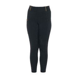 Mädchen-Leggings mit Grip und Equestro-Logo Schwarz