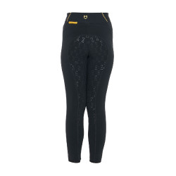 Mädchen-Leggings mit Grip und Equestro-Logo Schwarz