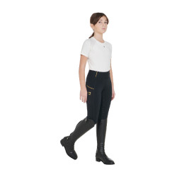 Mädchen-Leggings mit Grip und Equestro-Logo Schwarz