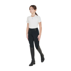 Mädchen-Leggings mit Grip und Equestro-Logo Schwarz