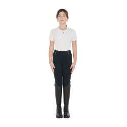 Mädchen-Leggings mit Grip und Equestro-Logo Schwarz