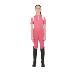 Mädchen-Leggings mit Grip und Equestro-Logo Fuchsie Rosa