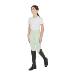 Mädchen-Leggings mit Grip und Equestro-Logo Hellgrün Gr&amp;amp;amp;amp;amp;amp;amp;amp;uuml;n