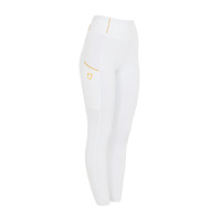 Mädchen-Leggings mit Grip und Equestro-Logo Weiß Weiß Mädchen-Leggings mit Grip und Equestro-Logo Weiß Weiß