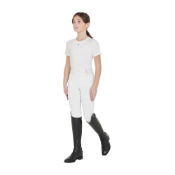 Mädchen-Leggings mit Grip und Equestro-Logo Weiß Wei&amp;amp;amp;amp;amp;amp;szlig;