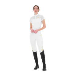 Damen-Leggings mit enger Passform und Micro-Mesh-Einsätzen Equestro Weiß Wei&amp;amp;amp;amp;amp;szlig;