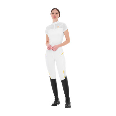Damen-Leggings mit enger Passform und Micro-Mesh-Einsätzen Equestro Weiß Wei&amp;amp;amp;amp;amp;szlig;