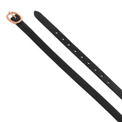 Leder-Spornriemen mit roségoldener Schnalle Equestro Schwarz Leder-Spornriemen mit roségoldener Schnalle Equestro Schwarz