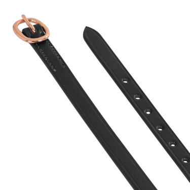 Leder-Spornriemen mit roségoldener Schnalle Equestro Schwarz Leder-Spornriemen mit roségoldener Schnalle Equestro Schwarz