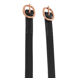 Leder-Spornriemen mit roségoldener Schnalle Equestro Schwarz Leder-Spornriemen mit roségoldener Schnalle Equestro Schwarz