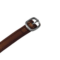 Leder-Sporenriemen mit silberner Schnalle Equestro Dunkelbraun Leder-Sporenriemen mit silberner Schnalle Equestro Dunkelbraun