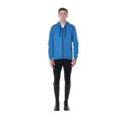 Baumwoll-Kapuzen-Sweatshirt mit Reißverschluss für Herren Equestro Daphne Blau Baumwoll-Kapuzen-Sweatshirt mit Reißverschluss für Herren Equestro Daphne Blau