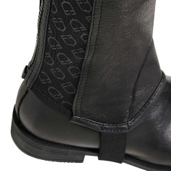 Unisex-Leder-Mini-Chaps mit elastischem Band und Vespucci Equestro-Logos Schwarz