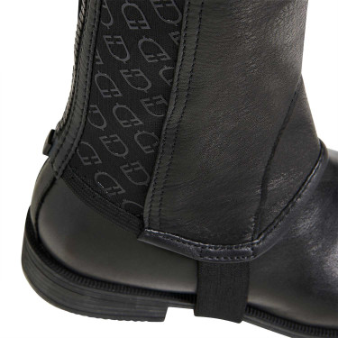 Unisex-Leder-Mini-Chaps mit elastischem Band und Vespucci Equestro-Logos Schwarz