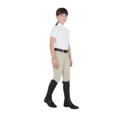 Kinder-Mini-Chaps aus weichem Leder mit elastischem Band Equestro Schwarz