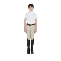 Kinder-Mini-Chaps aus weichem Leder mit elastischem Band Equestro Schwarz