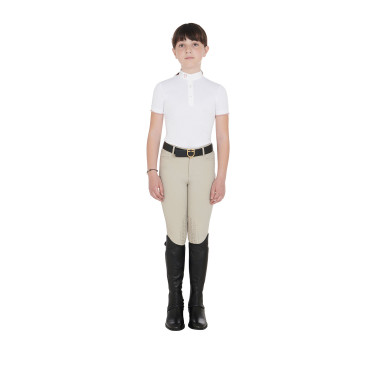 Kinder-Mini-Chaps aus weichem Leder mit elastischem Band Equestro Schwarz