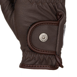 Unisex-Handschuhe aus weichem synthetischem Leder mit Klettverschluss Equestro Mokka Braun Unisex-Handschuhe aus weichem synthetischem Leder mit Klettverschluss Equestro Mokka Braun