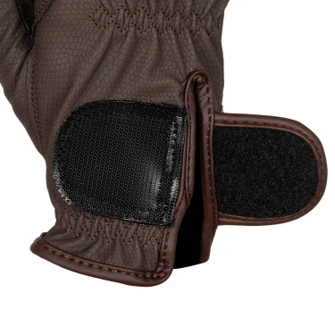 Unisex-Handschuhe aus weichem synthetischem Leder mit Klettverschluss Equestro Mokka Braun Unisex-Handschuhe aus weichem synthetischem Leder mit Klettverschluss Equestro Mokka Braun