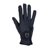 Damenhandschuhe aus weichem technischem Gewebe mit Strass-Logo Equestro Schwarz