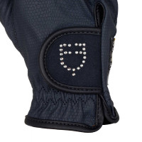 Damenhandschuhe aus weichem technischem Gewebe mit Strass-Logo Equestro Schwarz