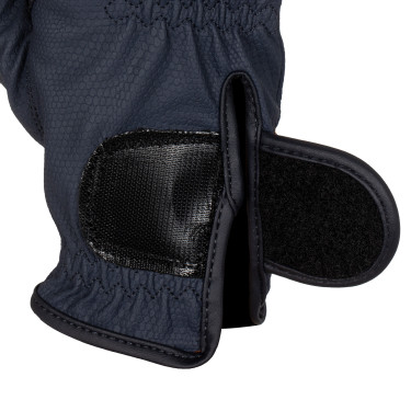 Damenhandschuhe aus weichem technischem Gewebe mit Strass-Logo Equestro Marine Marineblau
