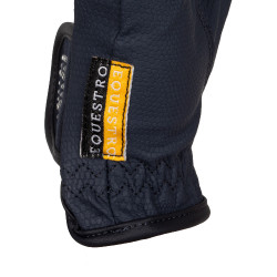 Damenhandschuhe aus weichem technischem Gewebe mit Strass-Logo Equestro Marine Marineblau