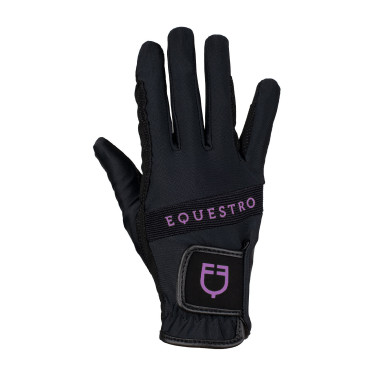 Handschuhe aus technischem Gewebe mit mehrfarbigem Equestro-Logo Schwarz / Violett Handschuhe aus technischem Gewebe mit mehrfarbigem Equestro-Logo Schwarz / Violett