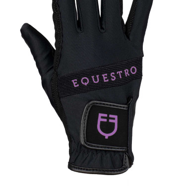 Handschuhe aus technischem Gewebe mit mehrfarbigem Equestro-Logo Schwarz / Violett Handschuhe aus technischem Gewebe mit mehrfarbigem Equestro-Logo Schwarz / Violett