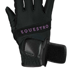 Handschuhe aus technischem Gewebe mit mehrfarbigem Equestro-Logo Schwarz / Violett Handschuhe aus technischem Gewebe mit mehrfarbigem Equestro-Logo Schwarz / Violett