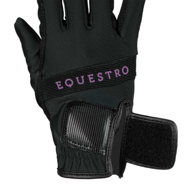 Handschuhe aus technischem Gewebe mit mehrfarbigem Equestro-Logo Schwarz / Violett Handschuhe aus technischem Gewebe mit mehrfarbigem Equestro-Logo Schwarz / Violett