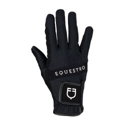 Handschuhe aus technischem Gewebe mit mehrfarbigem Equestro-Logo Schwarz / Weiß