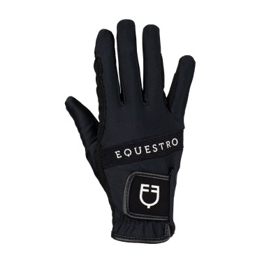 Handschuhe aus technischem Gewebe mit mehrfarbigem Equestro-Logo Schwarz / Weiß
