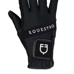 Handschuhe aus technischem Gewebe mit mehrfarbigem Equestro-Logo Schwarz / Weiß