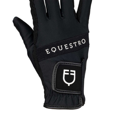 Handschuhe aus technischem Gewebe mit mehrfarbigem Equestro-Logo Schwarz / Weiß