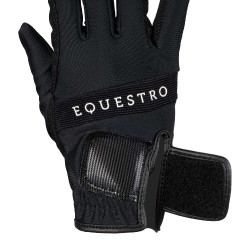 Handschuhe aus technischem Gewebe mit mehrfarbigem Equestro-Logo Schwarz / Weiß
