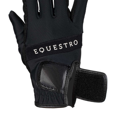 Handschuhe aus technischem Gewebe mit mehrfarbigem Equestro-Logo Schwarz / Weiß